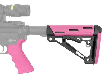 AR-15 OverMolded Beavertail Grip &amp; Collapsible Buttstock Pink