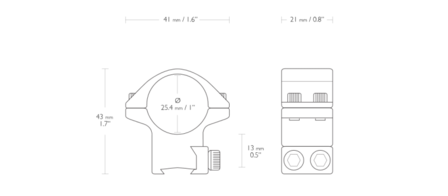 Hawke Match 25mm 2-delige Kijkermontage Dovetail 9-11mm