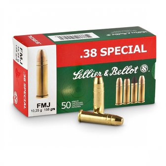 Sellier &amp; Bellot .38 Special FMJ 158grn (50 stuks)