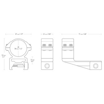 Hawke Match Reach Forward Mount 30mm 2-Piece Weaver/Picatinny