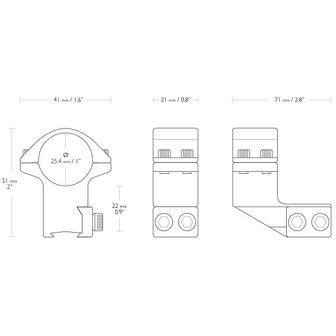 Hawke Match 25mm 2-delige Offset Kijkermontage Dovetail 9-11mm