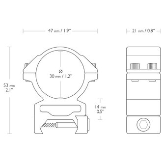 Hawke Match 30mm 2-delige Kijkermontage Weaver/Picatinny