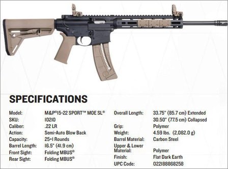 Smith &amp; Wesson M&amp;P15-22 SPORT MOE-SL FDE .22LR