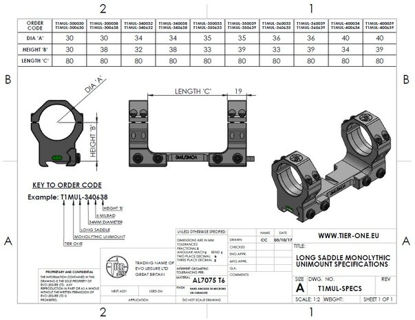 Tier-One Monomount 34mm Picatinny