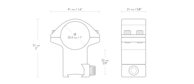 Hawke Match 25mm 2-delige Kijkermontage Dovetail 9-11mm