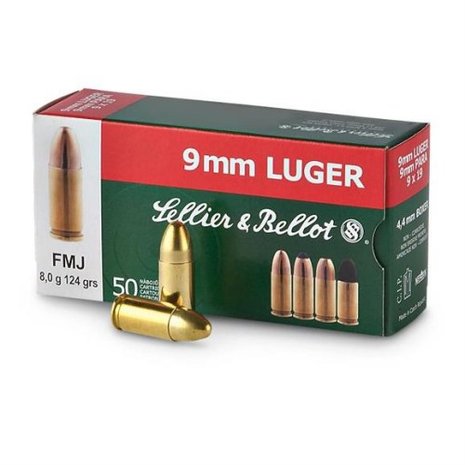 Sellier&Bellot 9mm Luger FMJ 124grn (50 stuks)