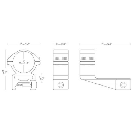 Hawke Match Reach Forward Mount 30mm 2-Piece Weaver/Picatinny