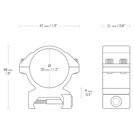 Hawke Match Mount 30mm 2-Piece Weaver/Picatinny