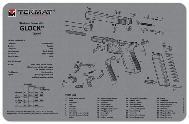 Gun Cleaning & Repair Pad Glock Gen4